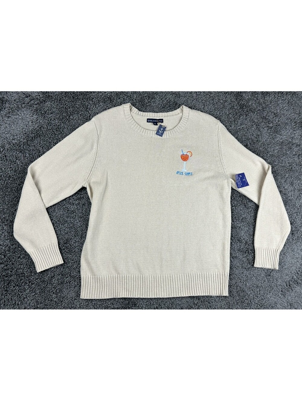 Kiel James Patrick Mens XL Aperol Summer Beige Linen Blend Sweater NWT